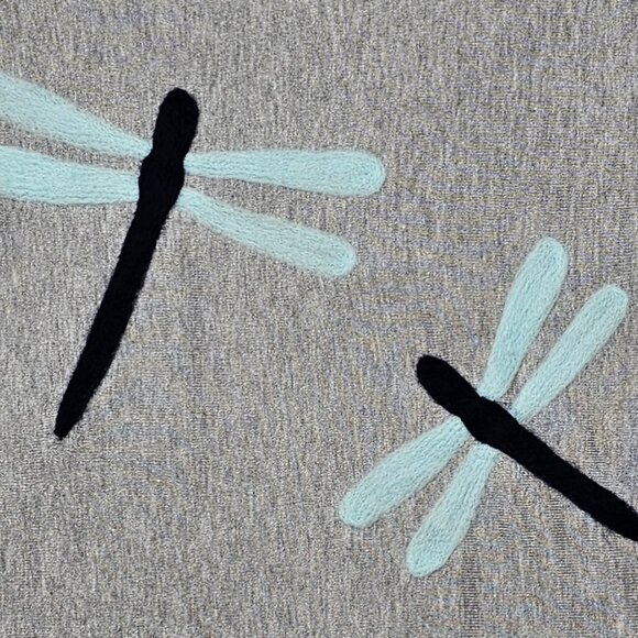 Aaeda Gray Dragonfly Dolman Sleeve Round Neck Sweater 1X Soft Cozy Oversize - Picture 2 of 9